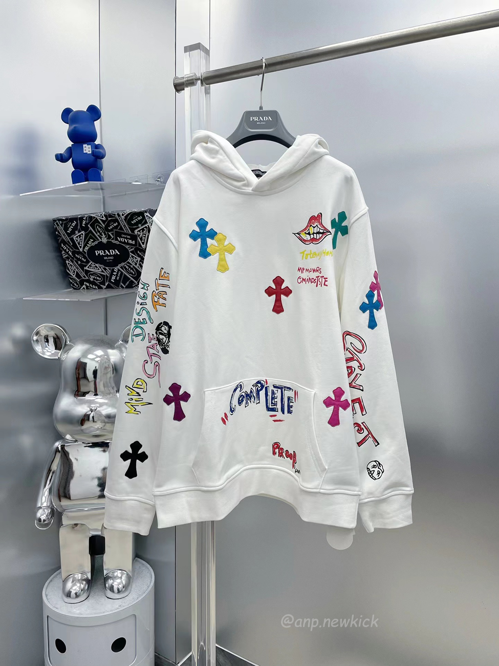 Chrome Hearts Multi Color Cross Hoodie Black White Gray (16) - newkick.vip